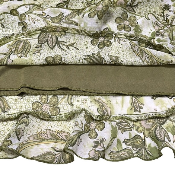 Vintage Y2K Green Chiffon Floral Patterned Lined Slip Dress Alternative Friends - Picture 7 of 11